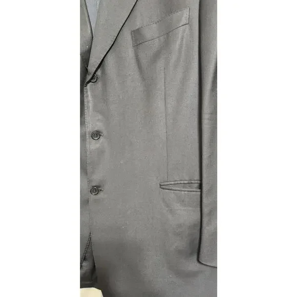 Canali Blazer Men US 50L EU 60L Black 100% Wool Italy 3 Button Blazer EUC